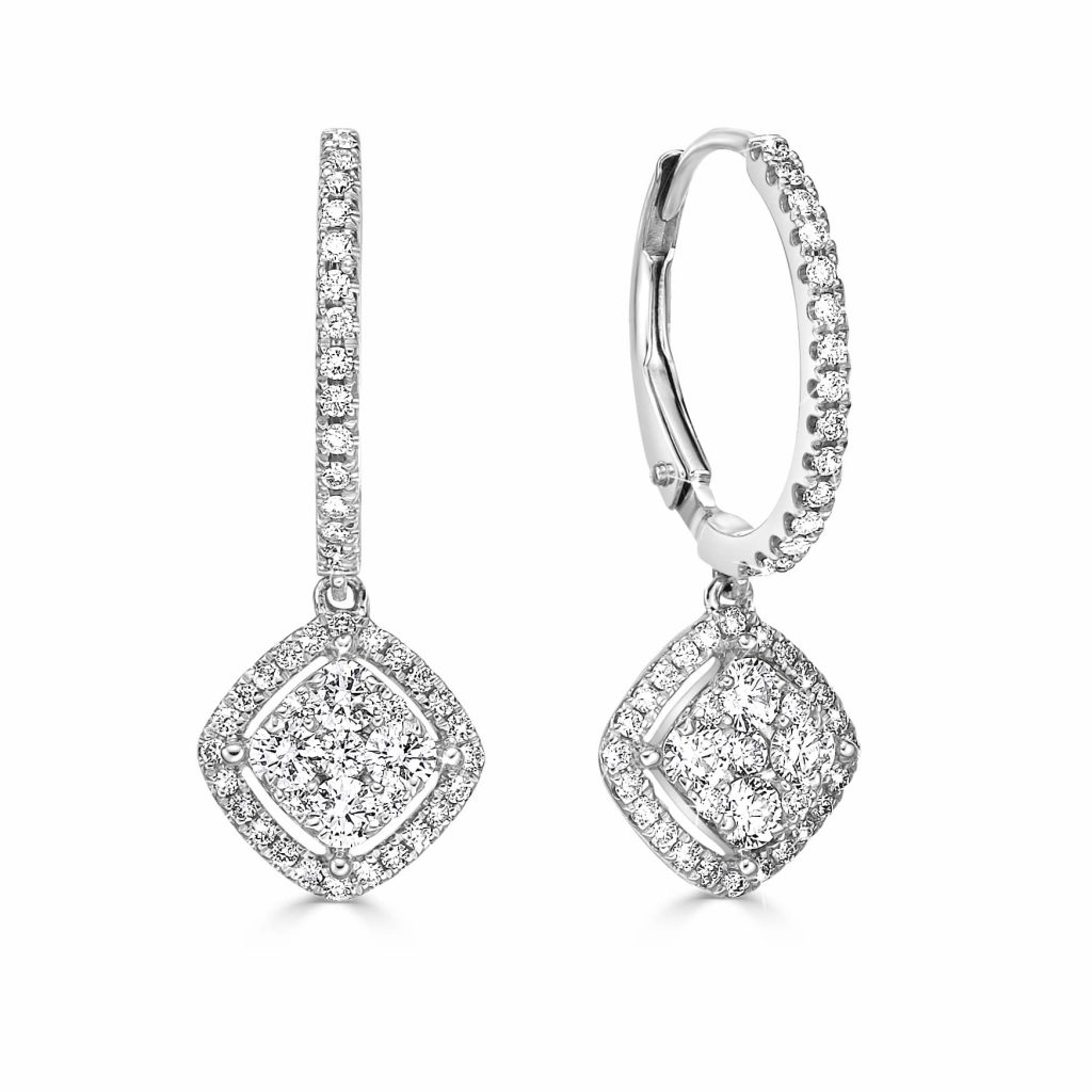 Round Diamond Drop Earrings