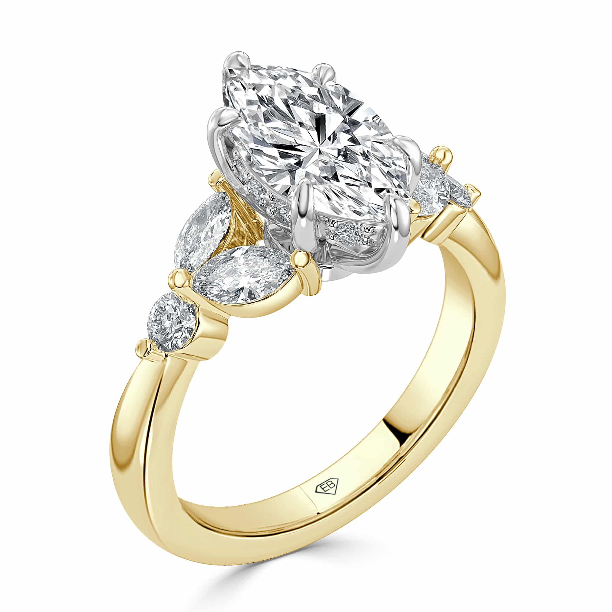 Marquise Diamond Engagement Ring Trilogy