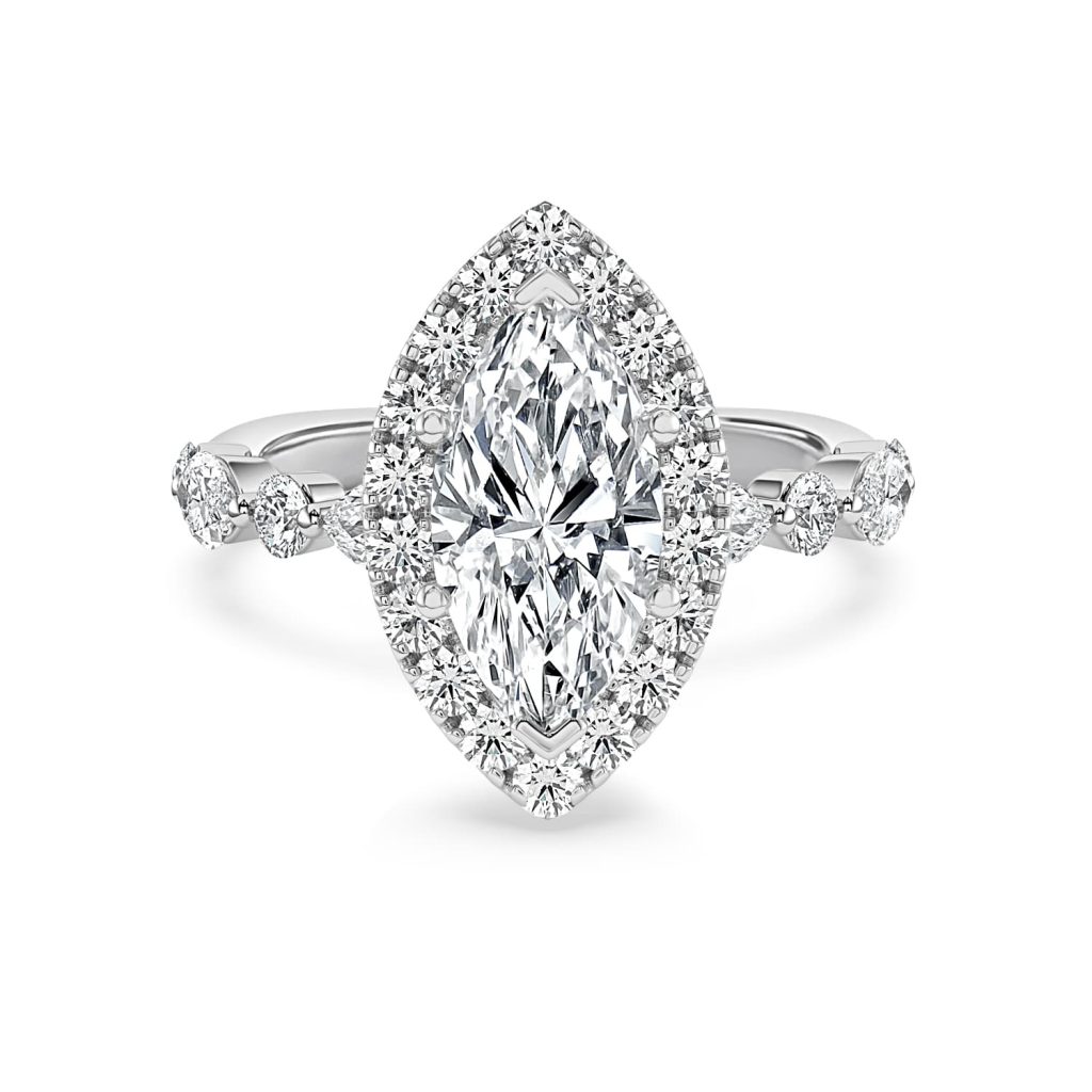 Marquise Diamond Engagement Ring with Halo