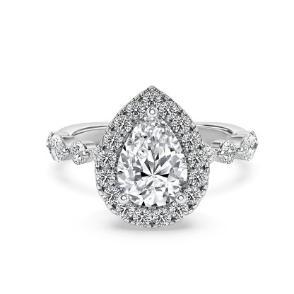 Pear Diamond Engagement Ring with Halo