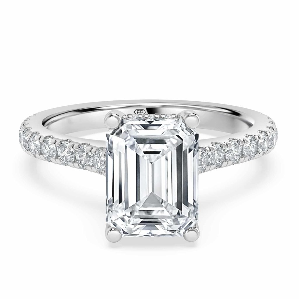 Emerald Diamond Engagement Ring with Halo