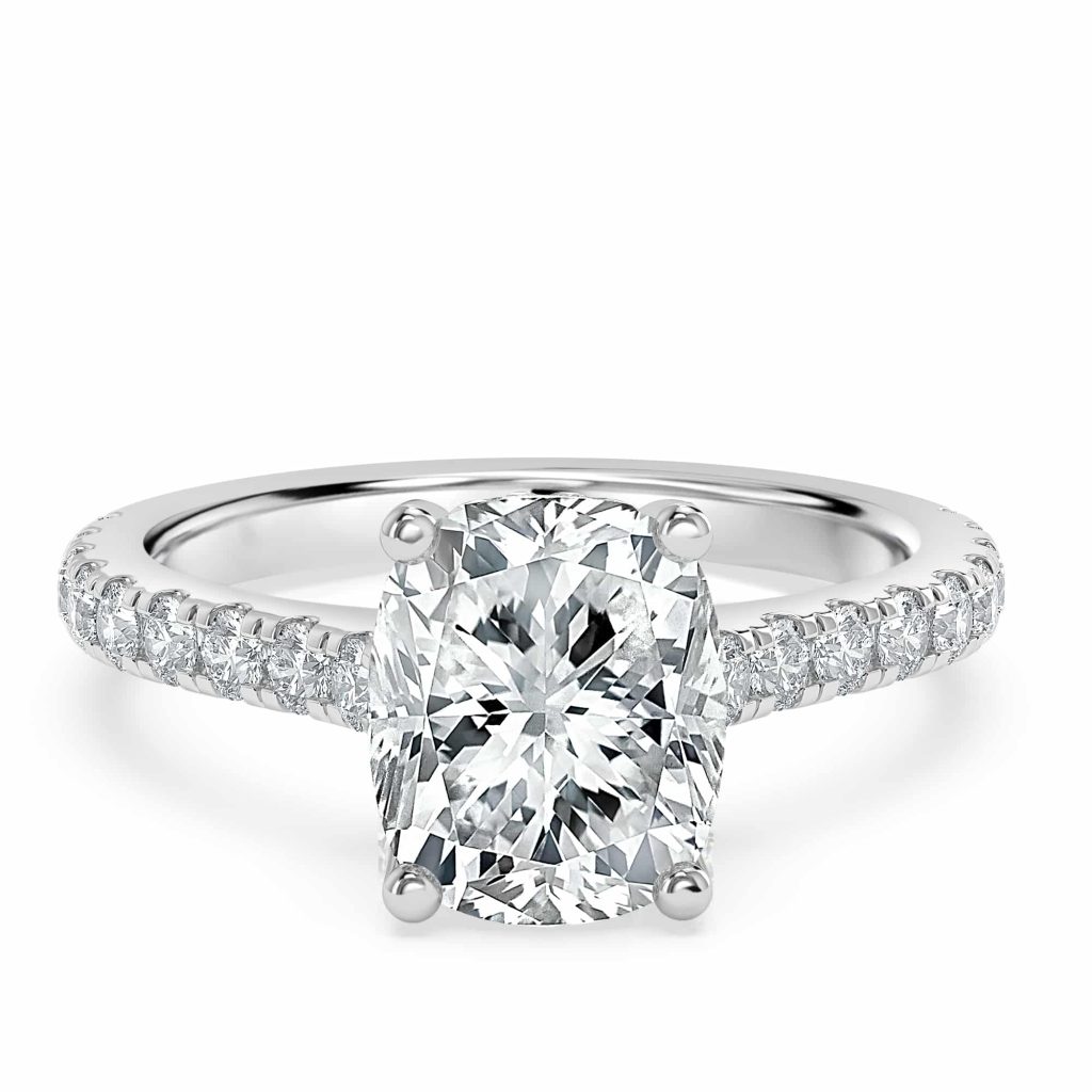 Rectangular Cushion Diamond Engagement Ring with Halo