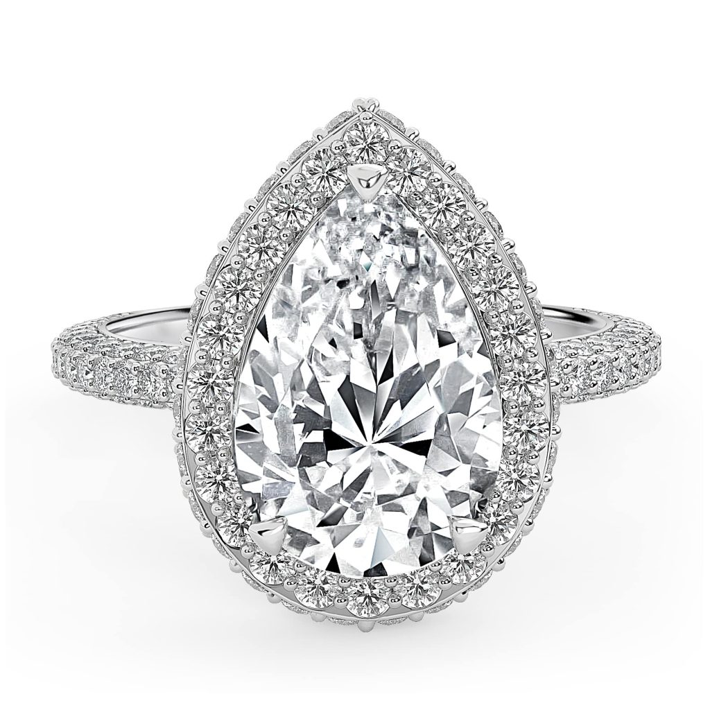Pear Diamond Engagement Ring with Halo