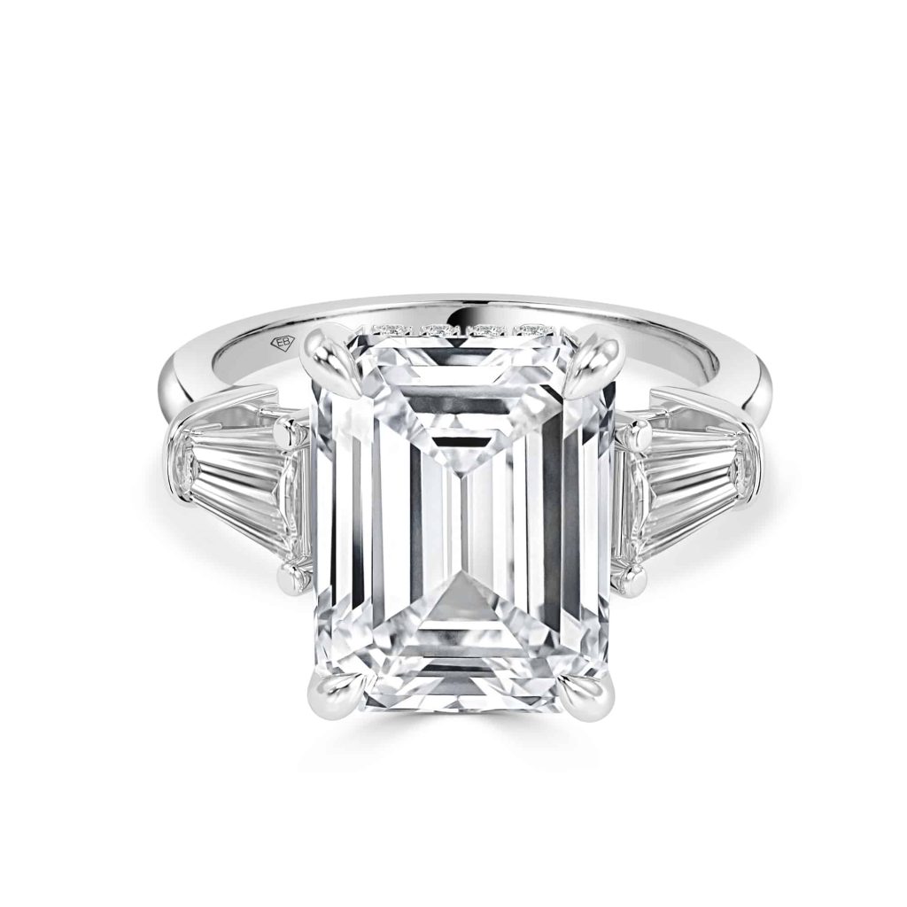 Emerald Diamond Engagement Ring Trilogy