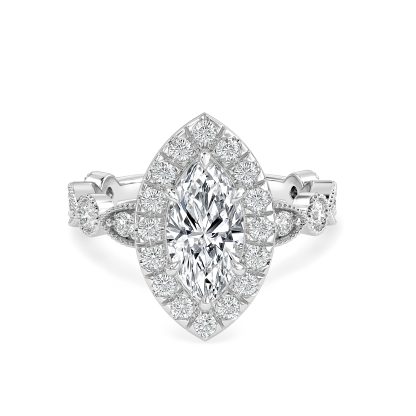 Marquise Diamond Engagement Ring with Halo