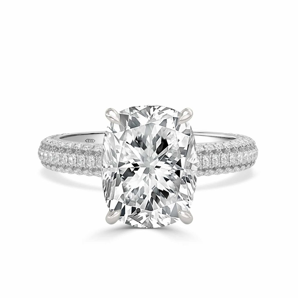 Elongated Cushion Diamond Engagement Ring