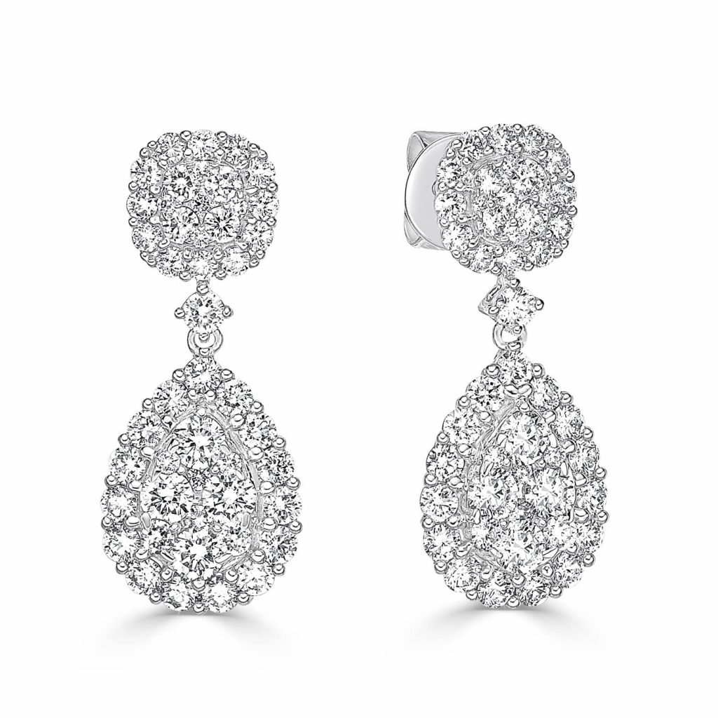 Round Diamond Drop Earrings