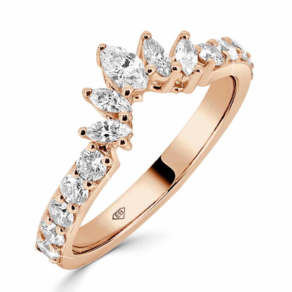 Marquise and Round Diamond Wedding Band