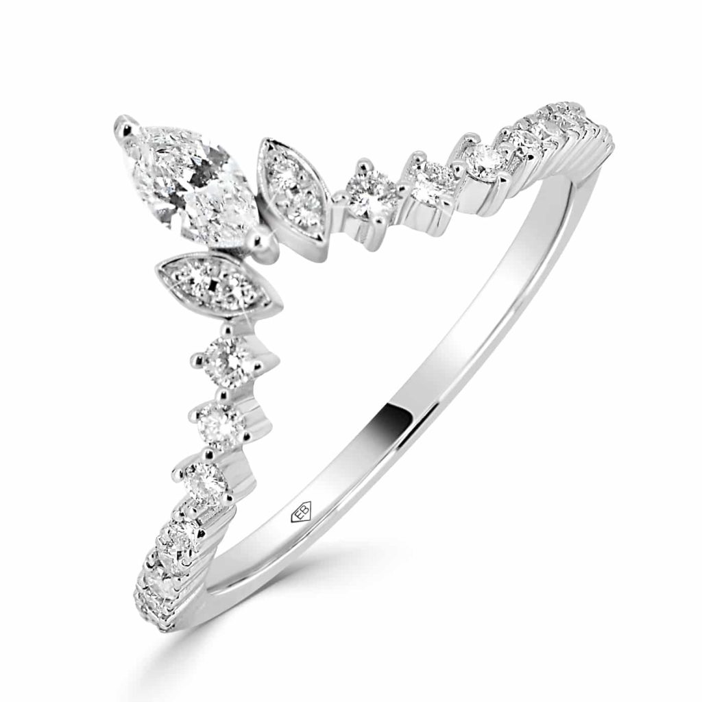 Marquise and Round Diamond Wedding Band