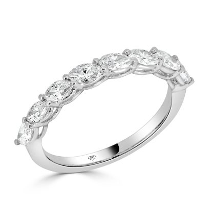 Sideway Oval Diamond Wedding Band