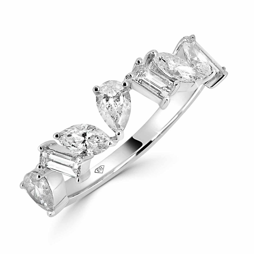 Pear and Baguette Diamond Wedding Band