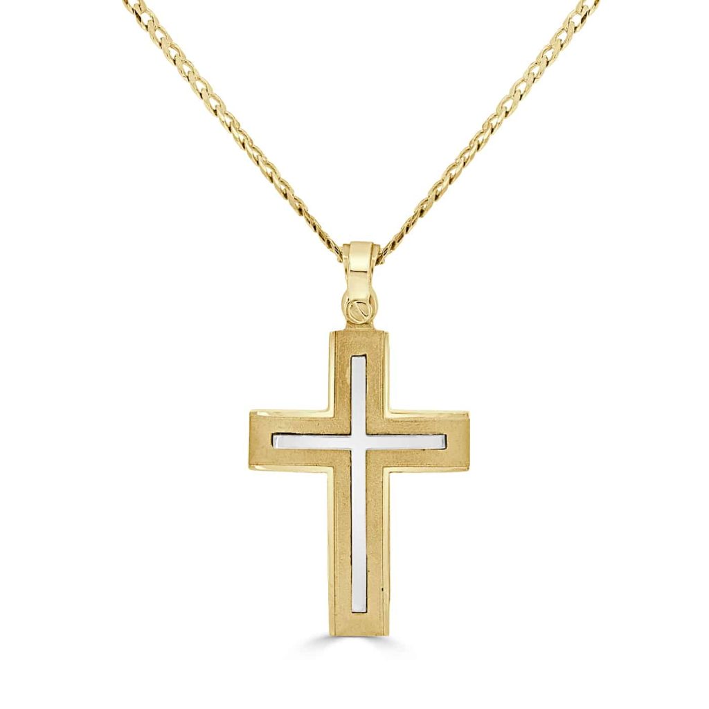 Yellow and White Gold Cross Pendant