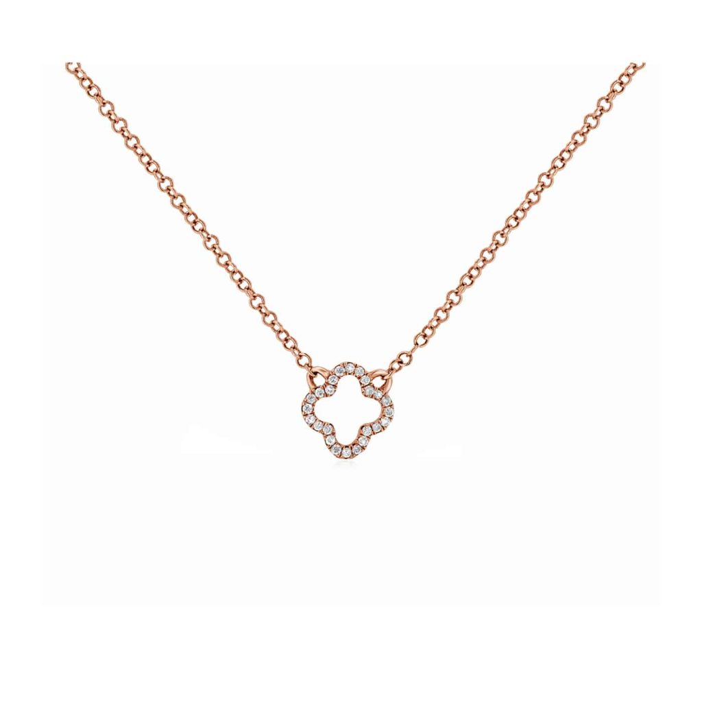 Rose Gold Diamond Clover Necklace