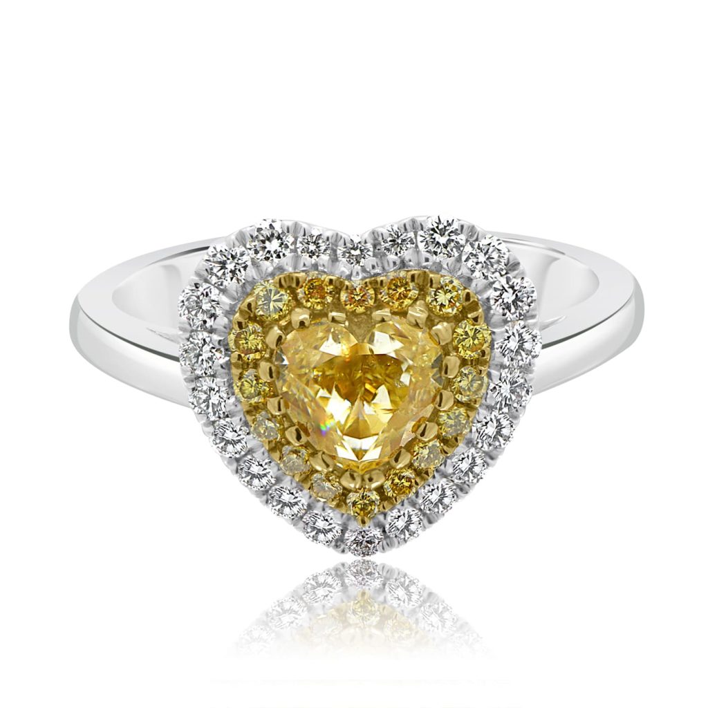 Heart Cut Yellow Diamond Engagement Ring