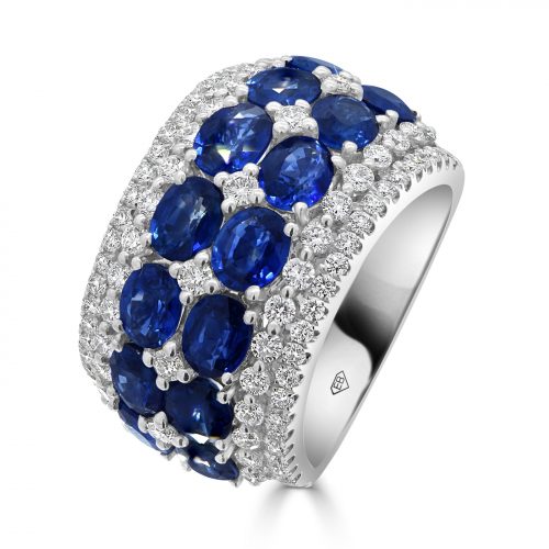 Alternating Oval Sapphire And Diamond Dress Ring