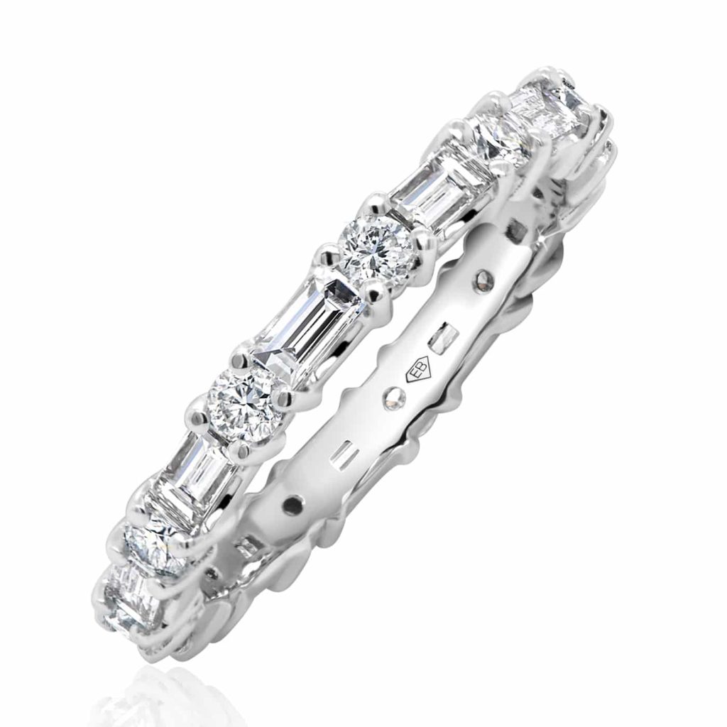 Round and Baguette Diamond Wedding Band