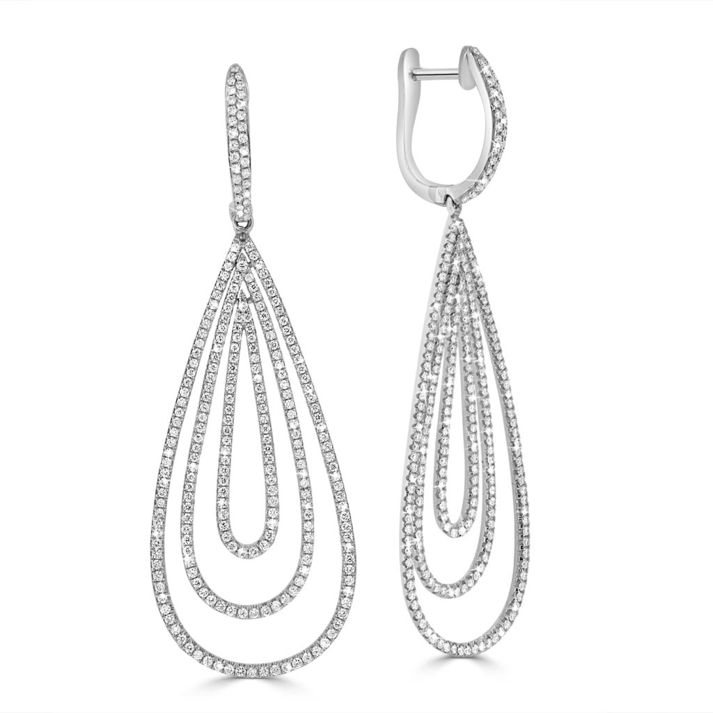 Diamond multi hoop drop earrings