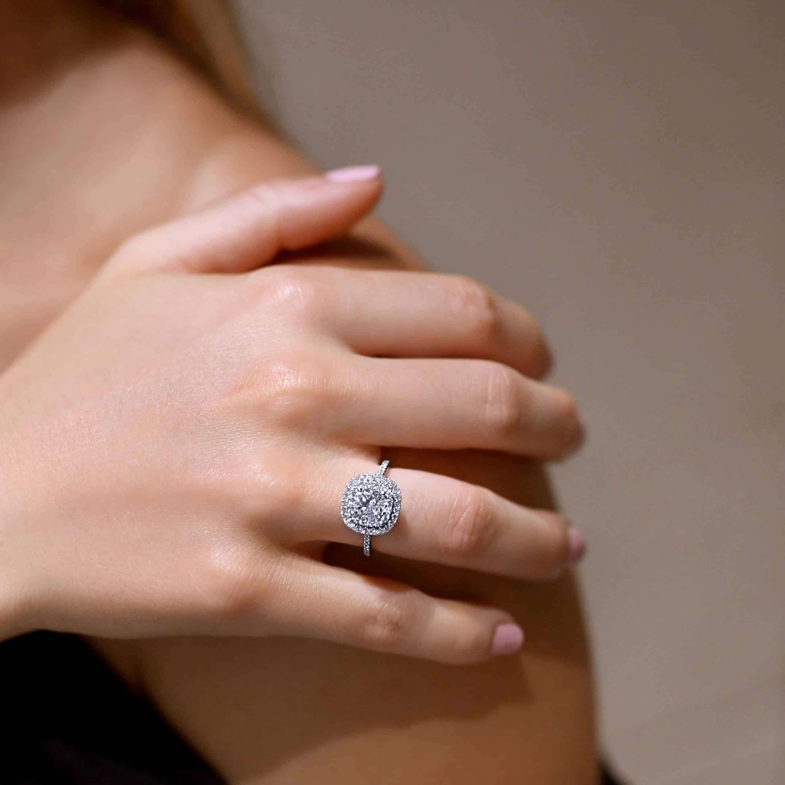 Cushion cut engagement ring