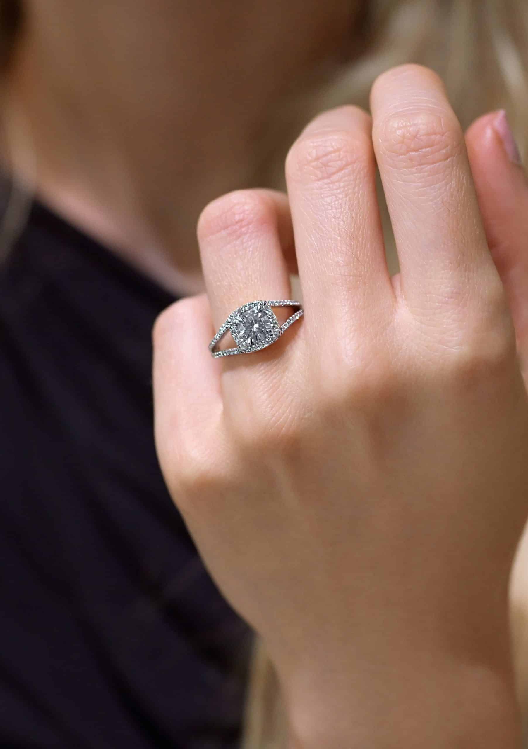 Split band diamond engagement ring