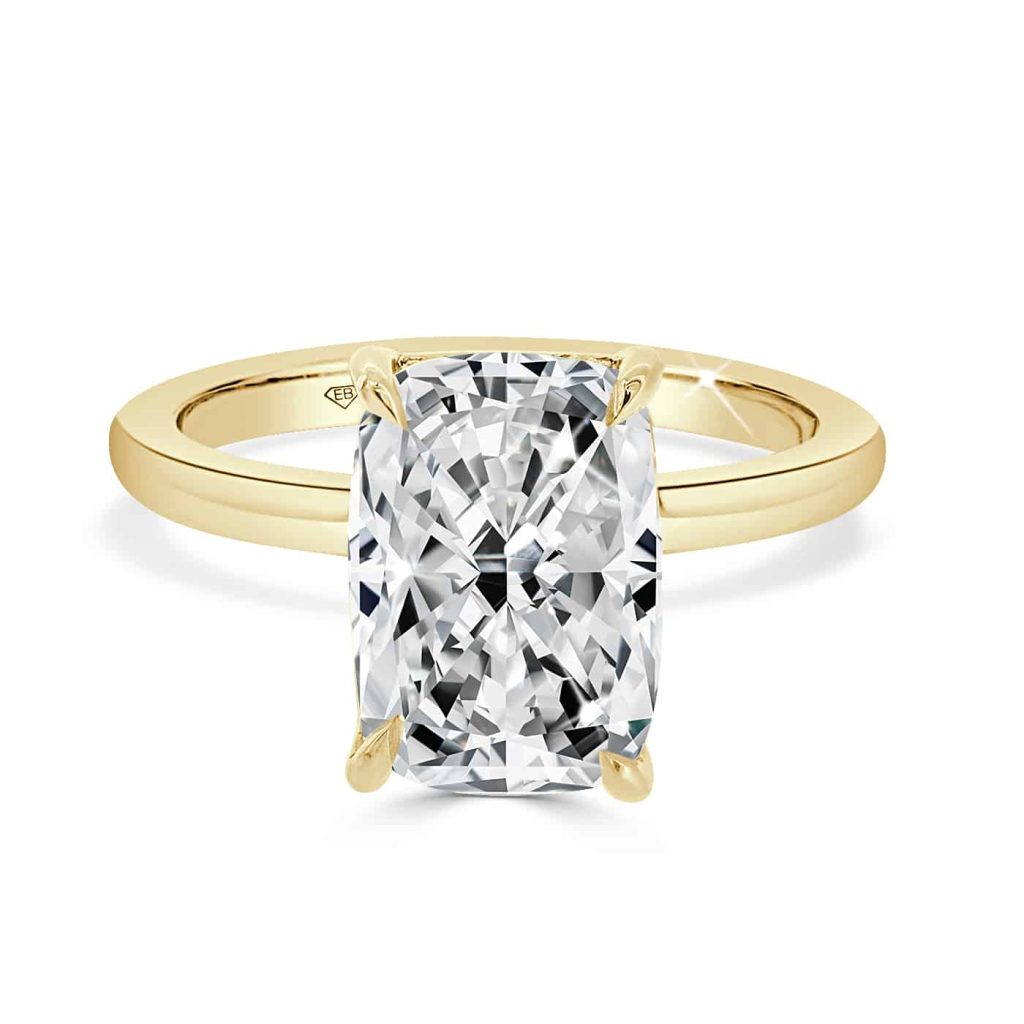 Radient Cut Engagement ring with hidden halo