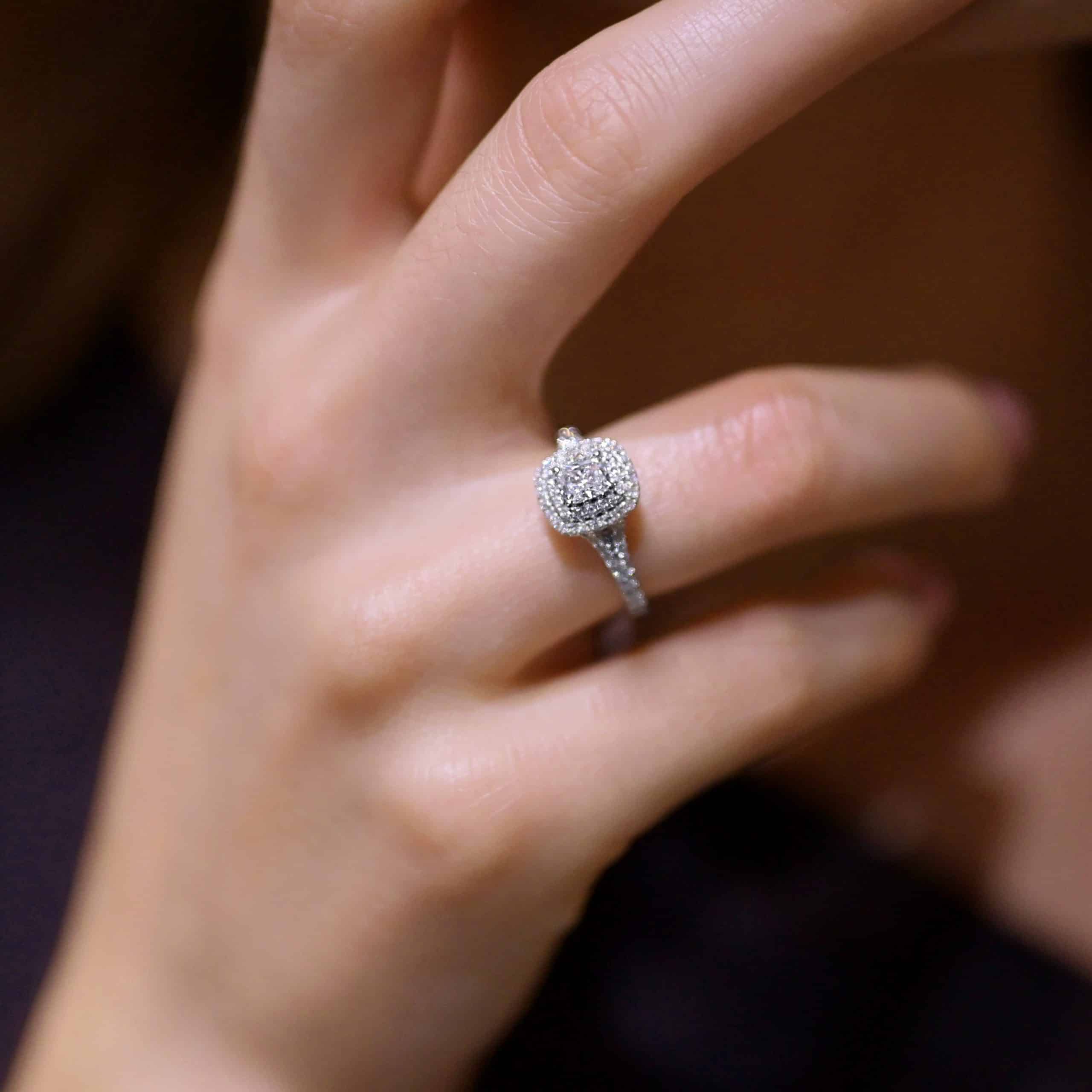 Cushion cut engagement ring