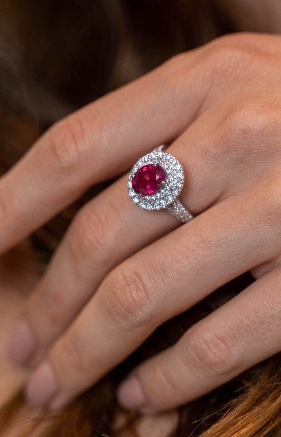 Ruby and diamonds engagement ring