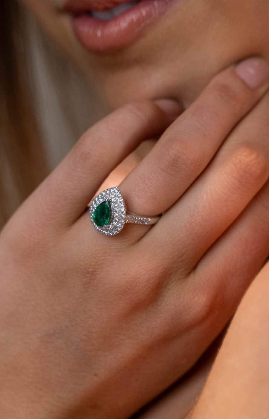 Pear Shape Emerald Engagement Ring
