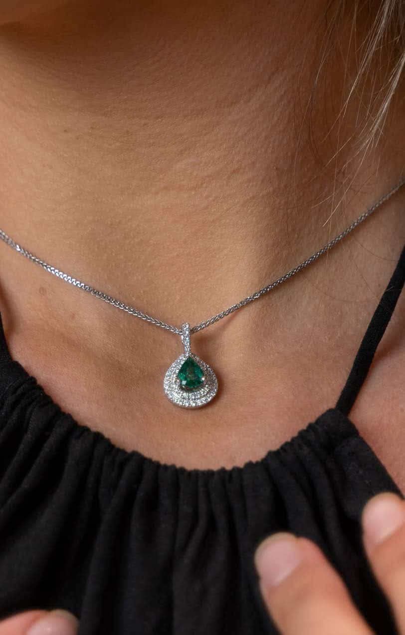 Emerald and diamond pendant
