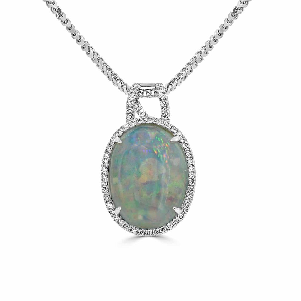 opal and diamonds pendant