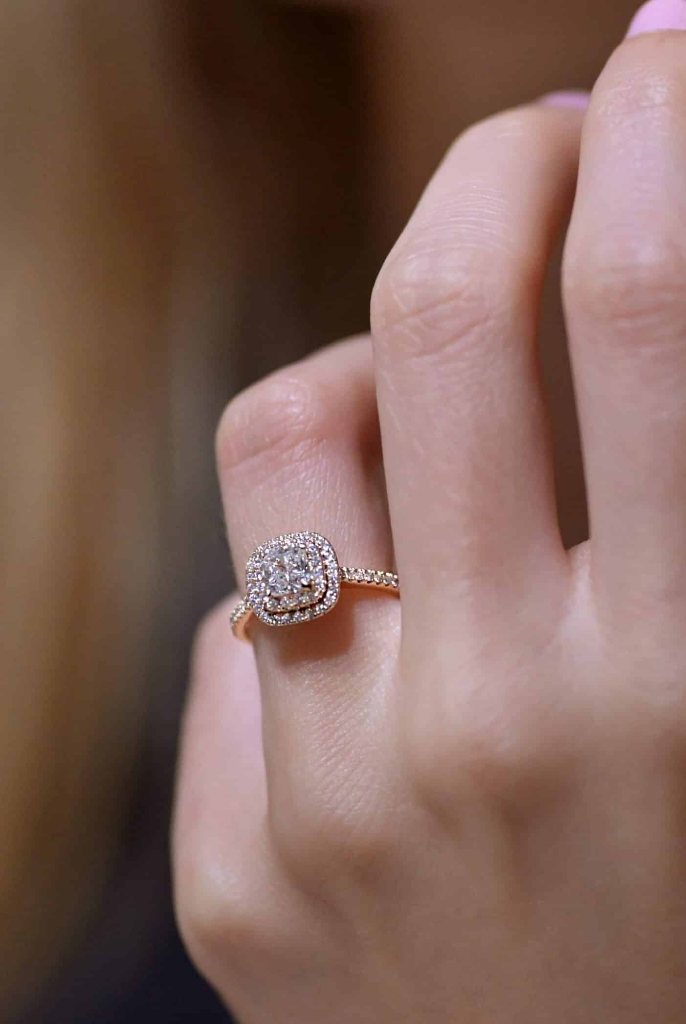 Cushion cut engagement ring