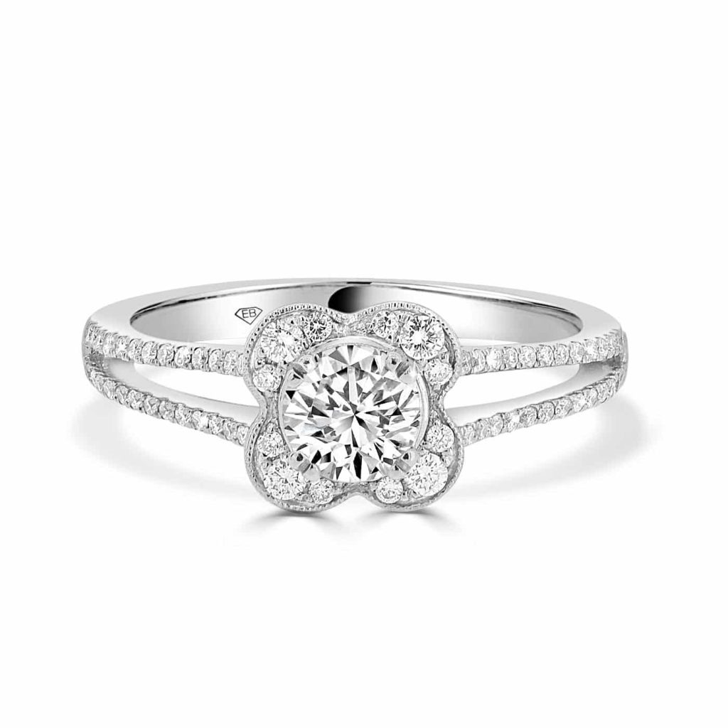 Round Diamond Engagement Ring with Floral Halo