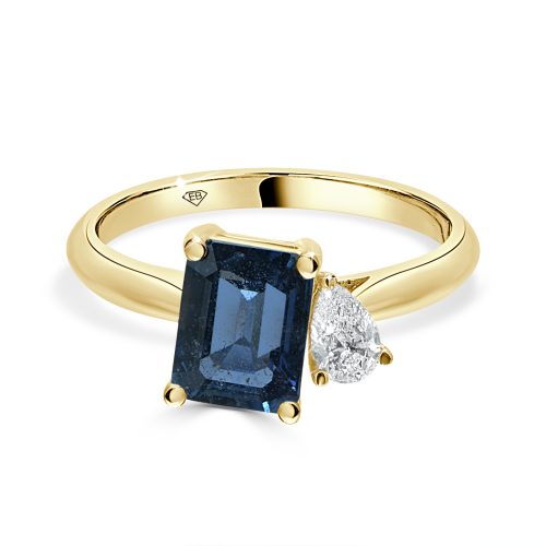18ct Yellow Gold Sapphire and Diamond Toi et Moi Ring