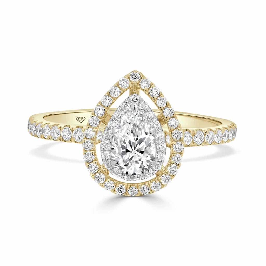 Pear Cut Diamond Double Halo Engagement Ring