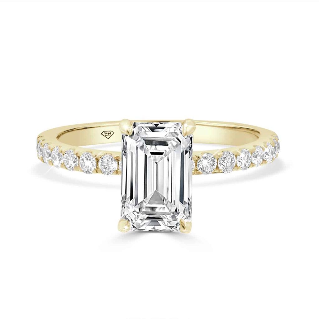 Emerald-Cut Diamond Pavé Engagement Ring