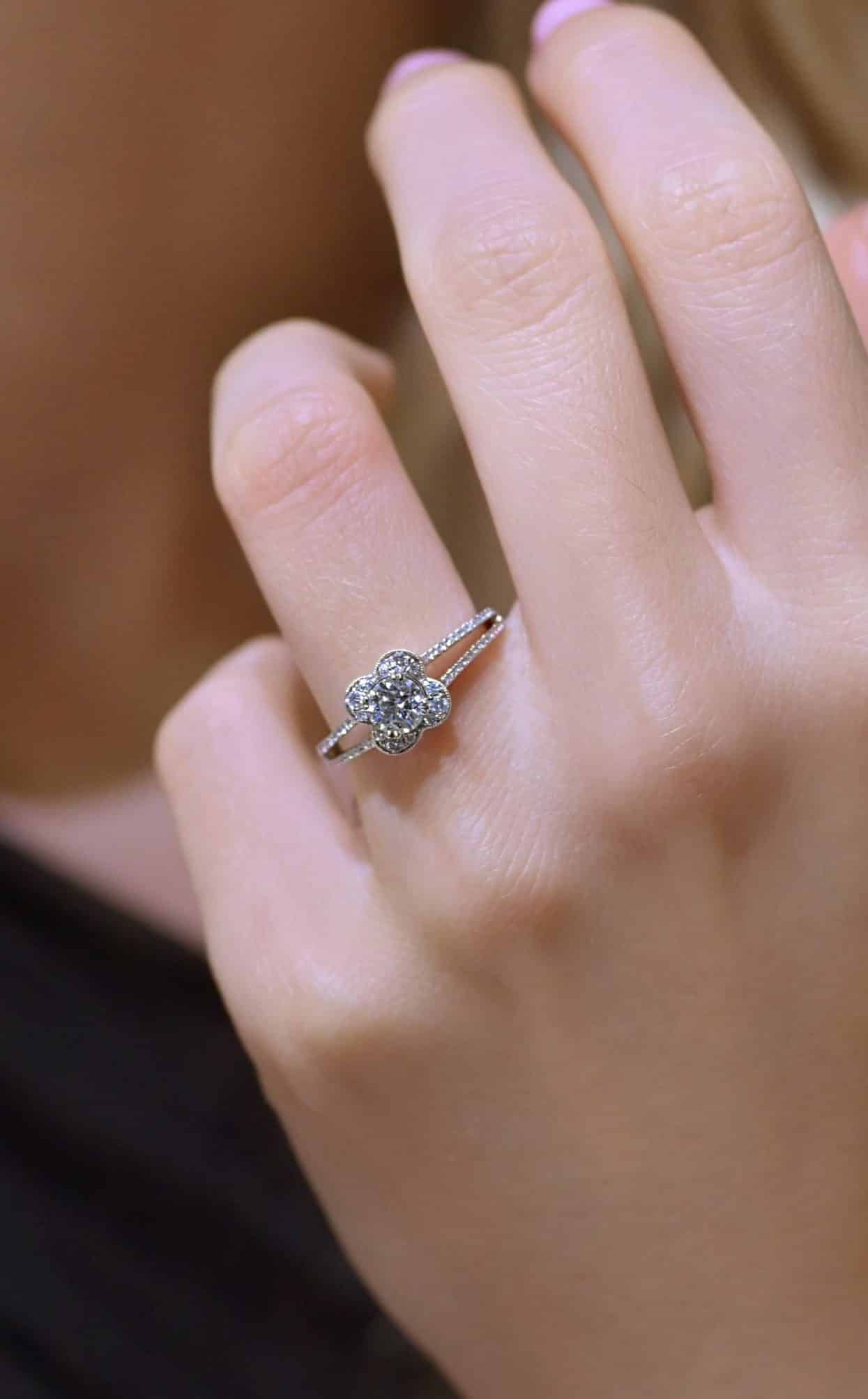 Split band diamond engagement ring