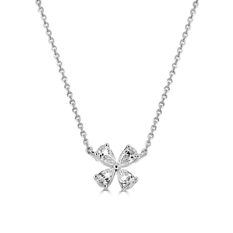 Diamond Clover Necklace in 18kt Gold