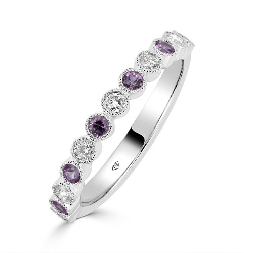 Diamond Wedding Rings and Pink Sapphire