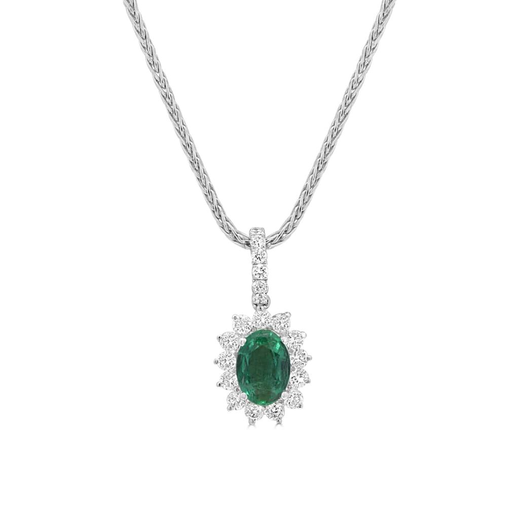 Emerald and diamond pendant design