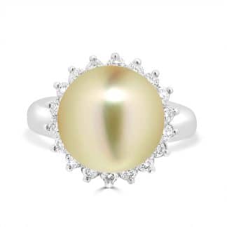 Pearl And Diamonds Floral Ringpearl and diamond ring