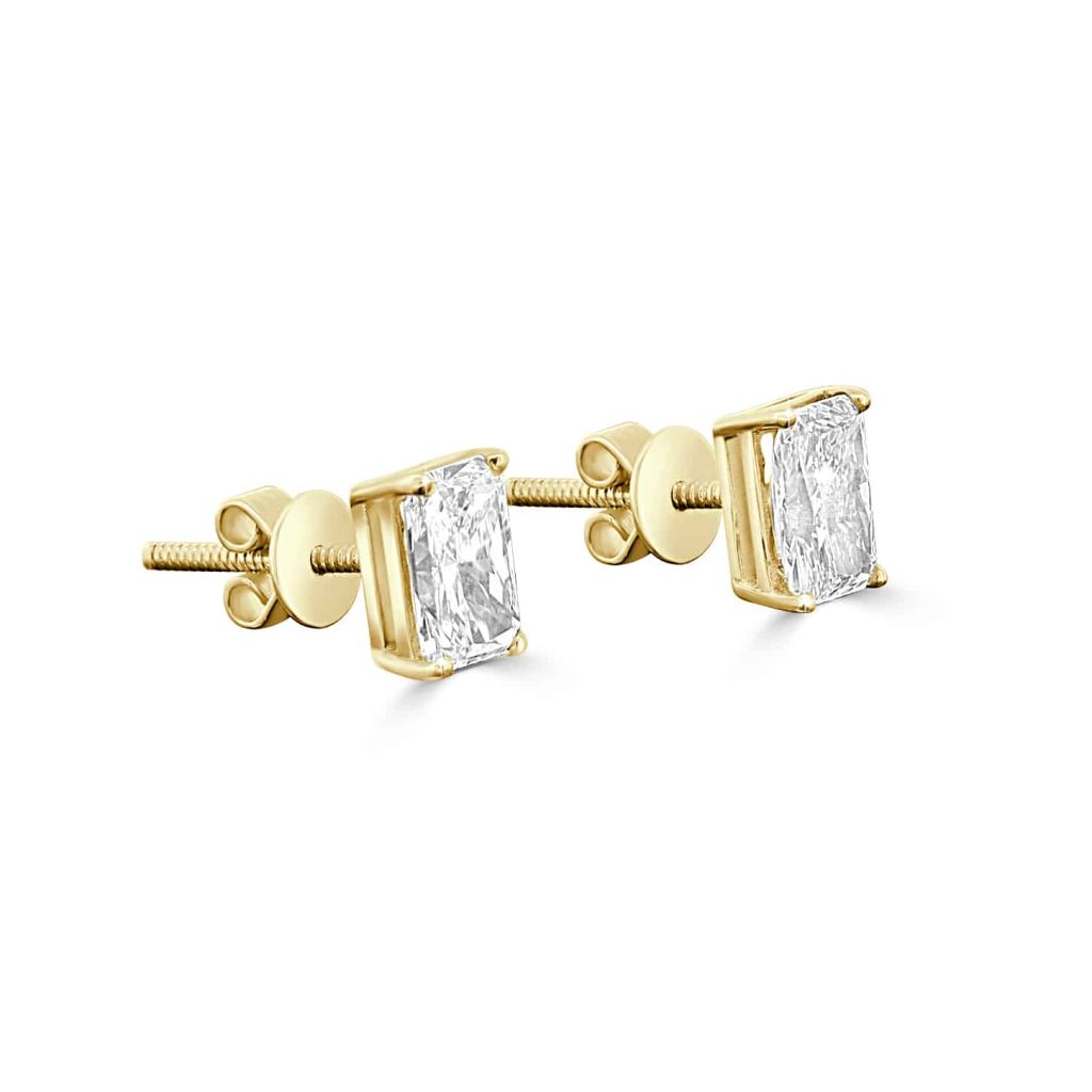 Radiant cut lab diamond studs