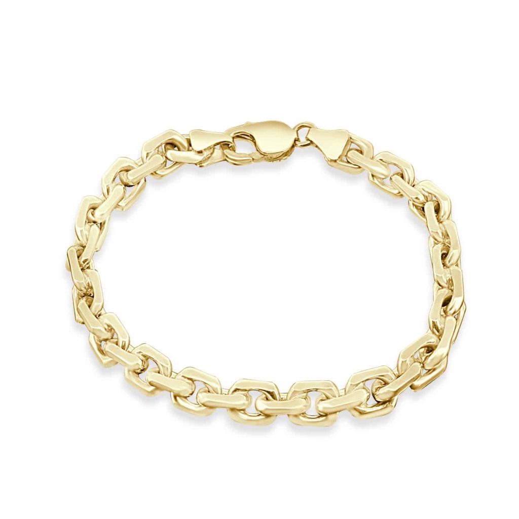 Heavy square link gold bracelet