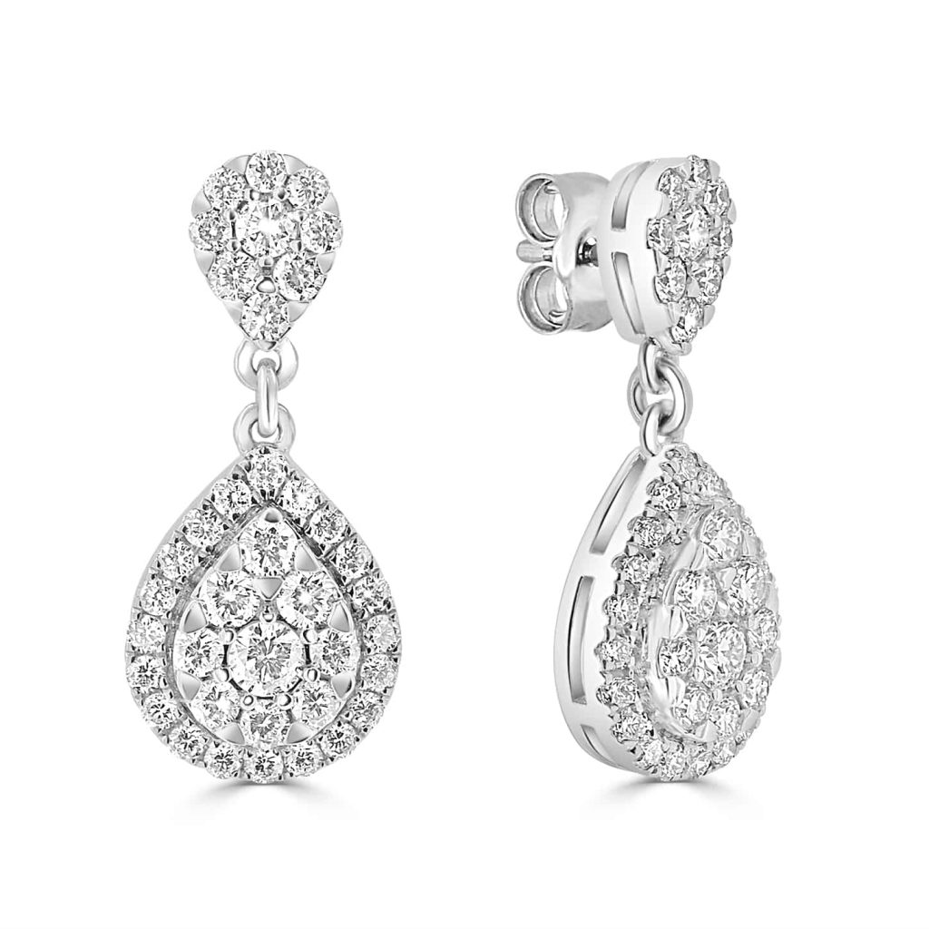White gold diamond drop earrings