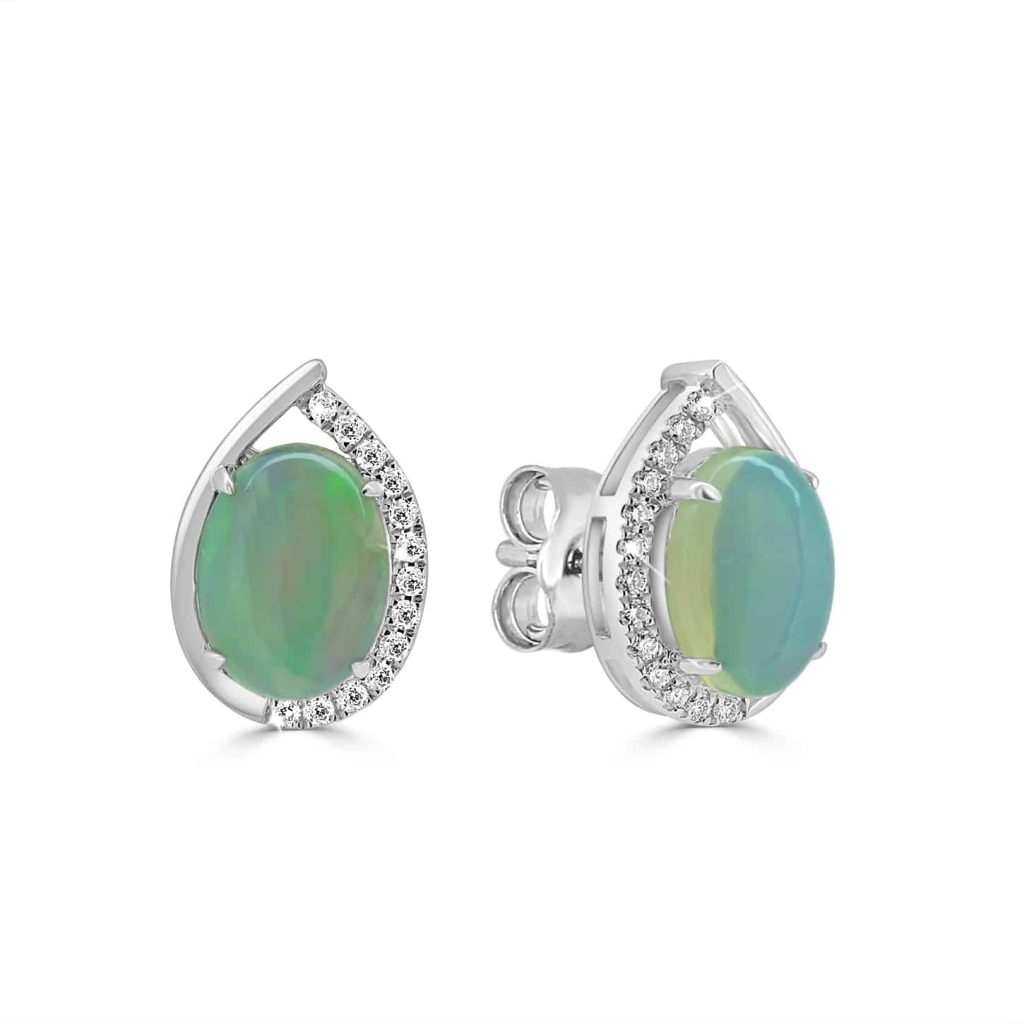 White gold opal earrings