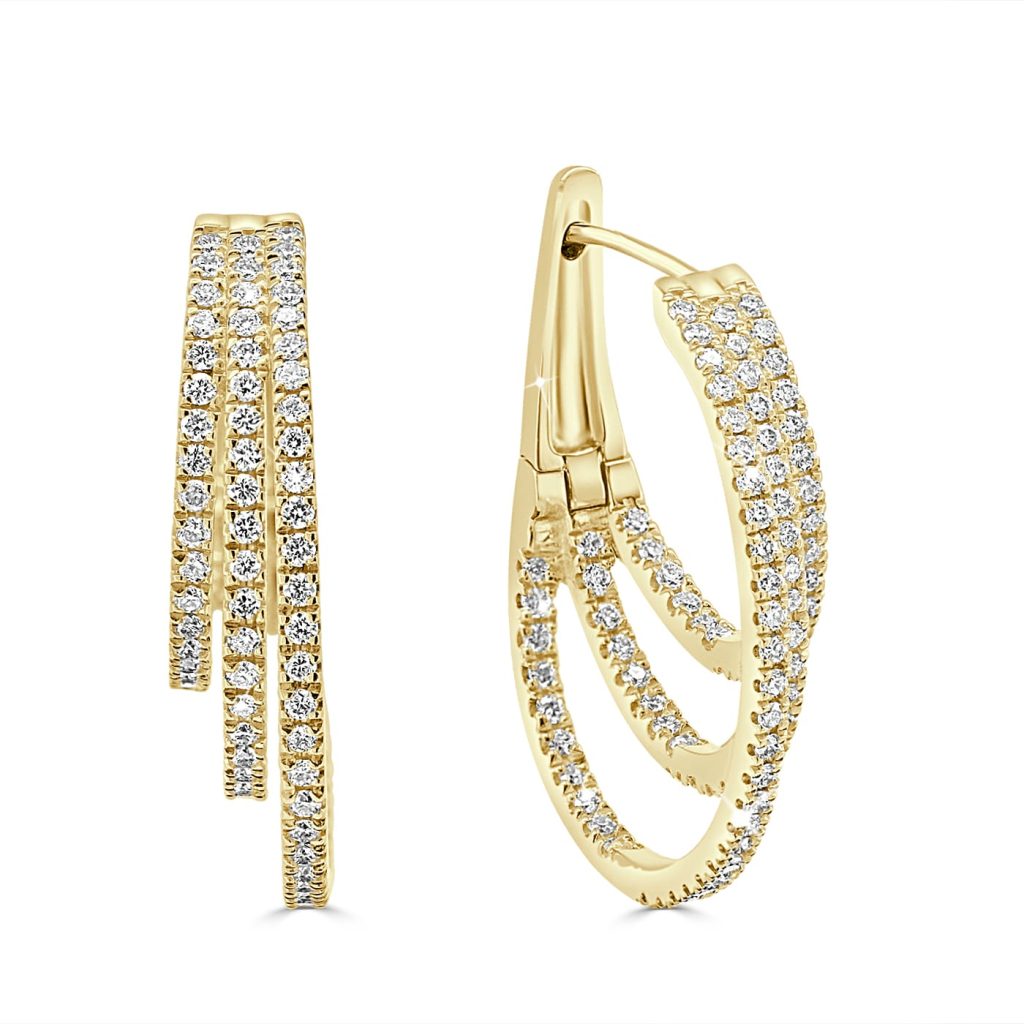 Yellow gold triple hoop