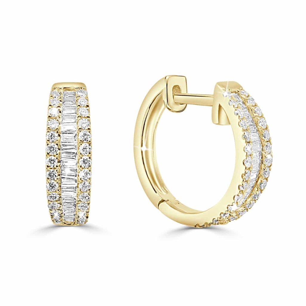 Round and baguette earrings