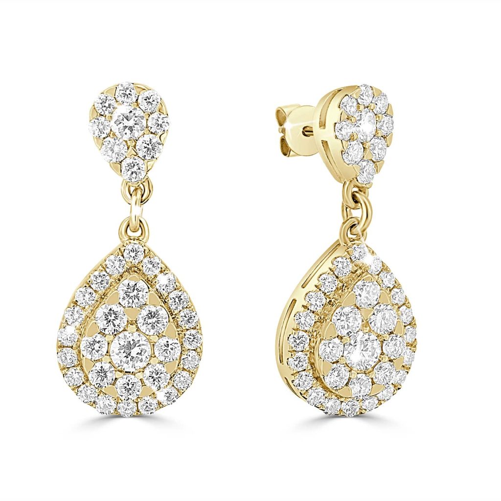 Pear gold drop earring