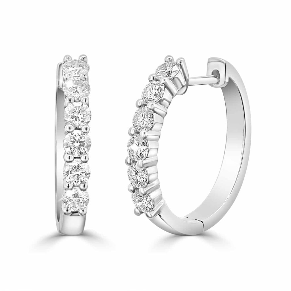 White gold hoop earrings
