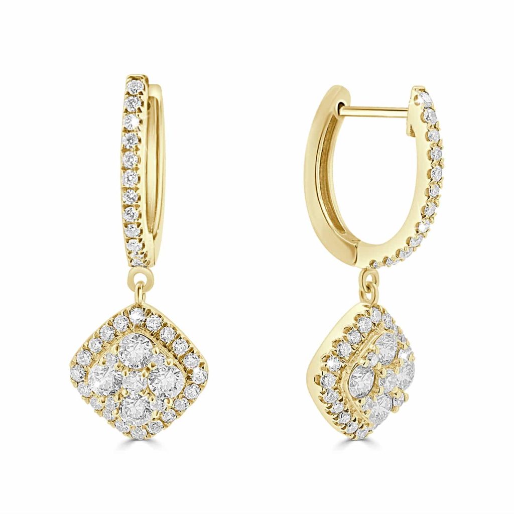 Yellow gold diamond drop earrings