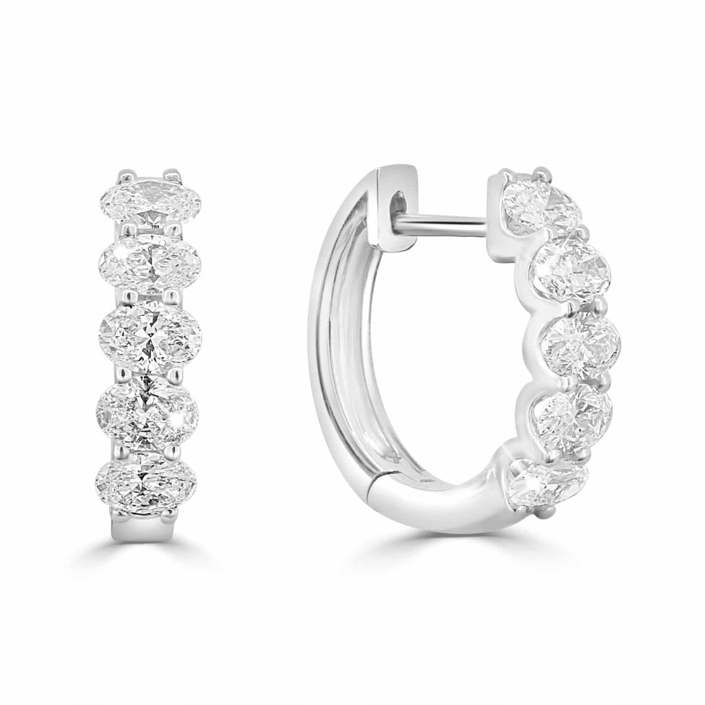 White gold diamond hoop earrings