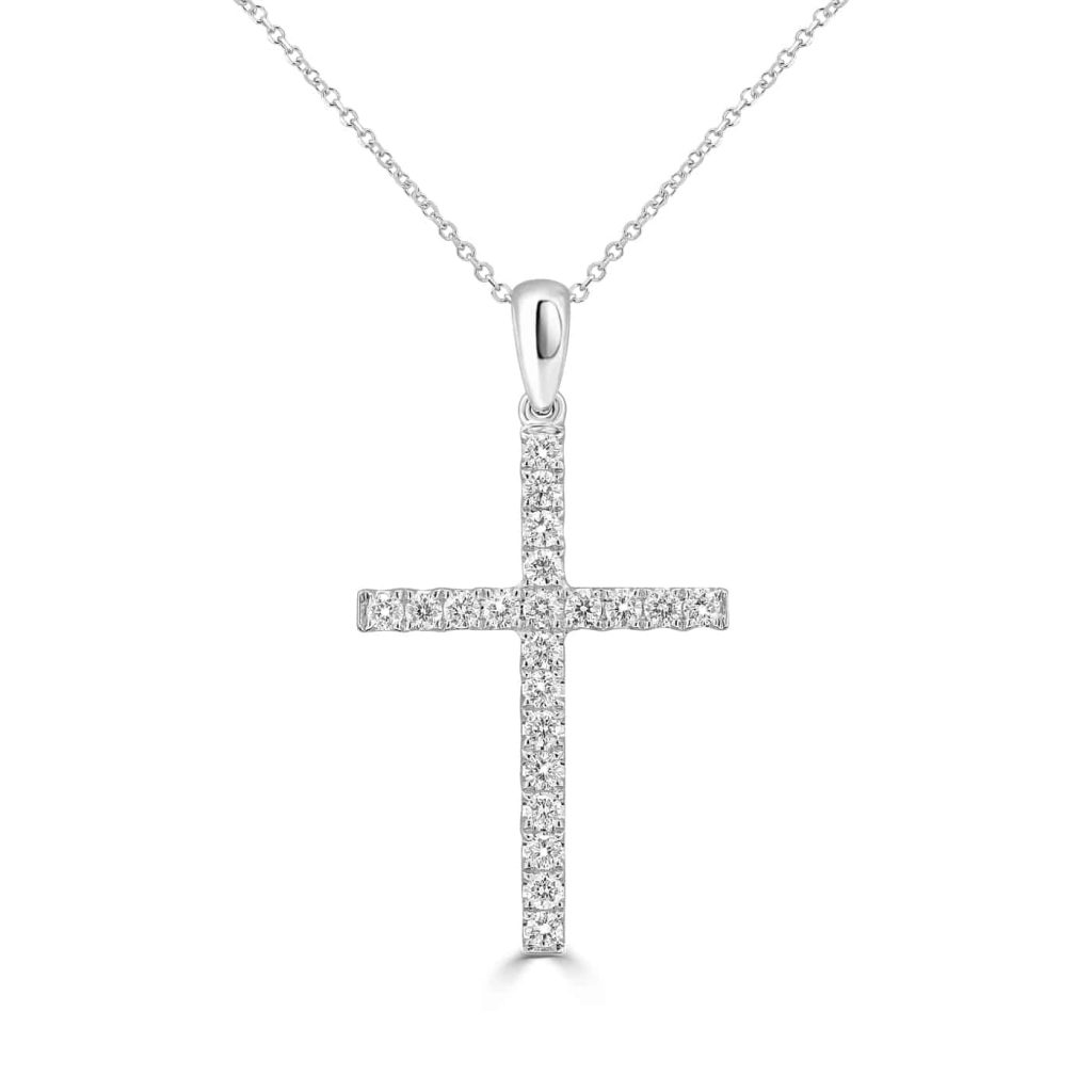 Elegant white gold cross necklace